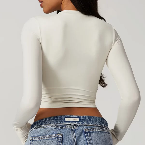 Women's Tight Crop Top Wholesale Workout Shirt Soft Fabric Yoga Long Sleeve Top