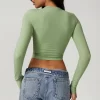 Women's Tight Crop Top Wholesale Workout Shirt Soft Fabric Yoga Long Sleeve Top