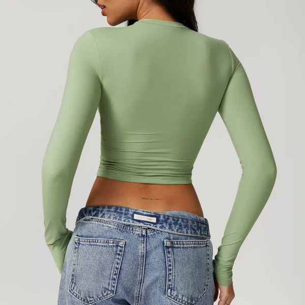 Women's Tight Crop Top Wholesale Workout Shirt Soft Fabric Yoga Long Sleeve Top
