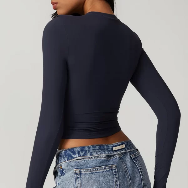 Women's Tight Crop Top Wholesale Workout Shirt Soft Fabric Yoga Long Sleeve Top