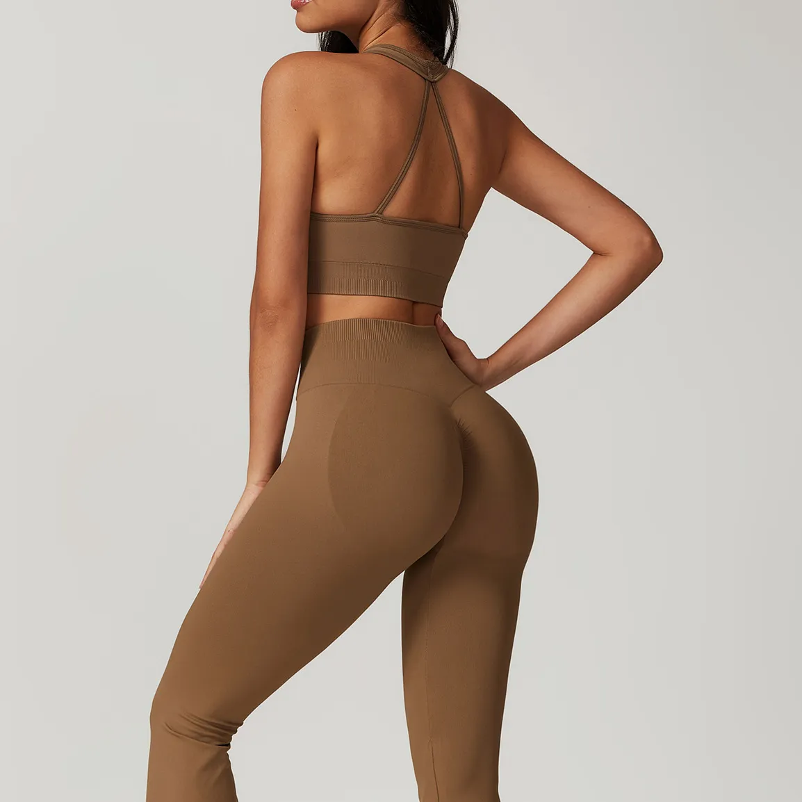 Seamless Workout Sets Gym Fitness Wear High Waist Flare Pants Yoga Sets Seamless Workout Sets Gym Fitness Wear High Waist Flare Pants Yoga Sets