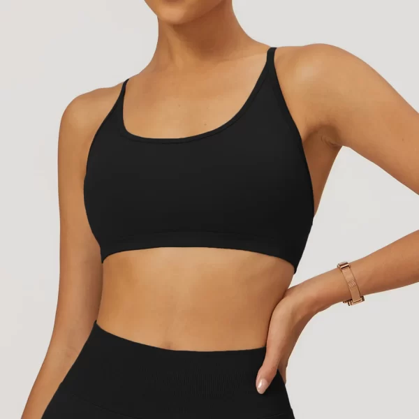 Workout Seamless Outfits Strappy Cross Back Bra Gym Fitness Padded Bra