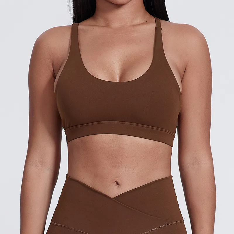 SKU-02-4096浓咖色 Elite Collection-Sports Bra Gym Fitness Tank Top Wholesale Clothing Women's Yoga Bra