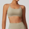 Workout Seamless Outfits Strappy Cross Back Bra Gym Fitness Padded Bra