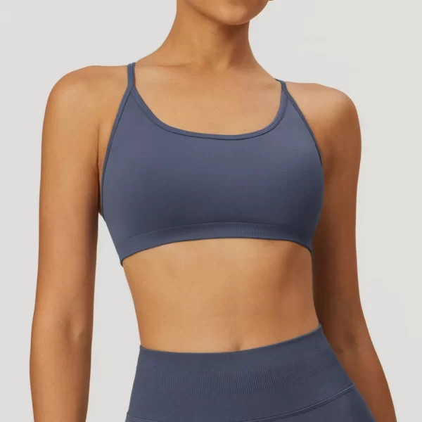 Workout Seamless Outfits Strappy Cross Back Bra Gym Fitness Padded Bra