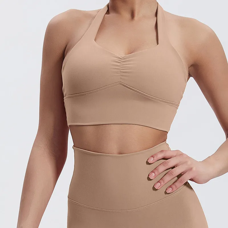 SKU-04-4092铁矿色 Elite Collection-Fitness Sports Bra Halter Tank Top Wholesale Clothing Women's Yoga Bra