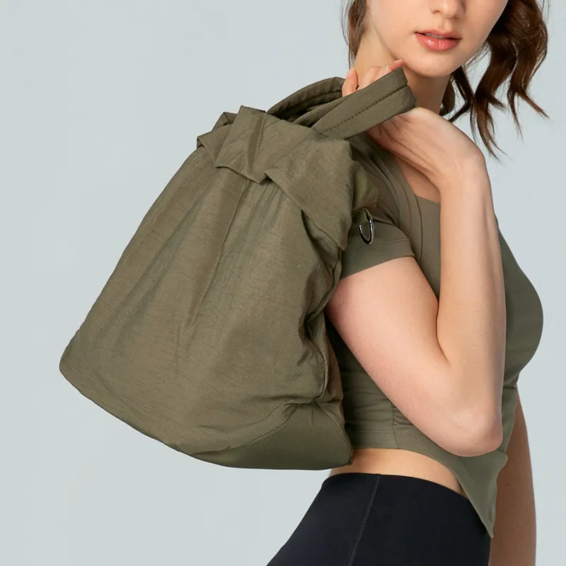 SKU-05-橄榄绿 Gym Shoulder Bag for Women Men Nylon Workout Tote Bag Hand Bag Crossbody Bag