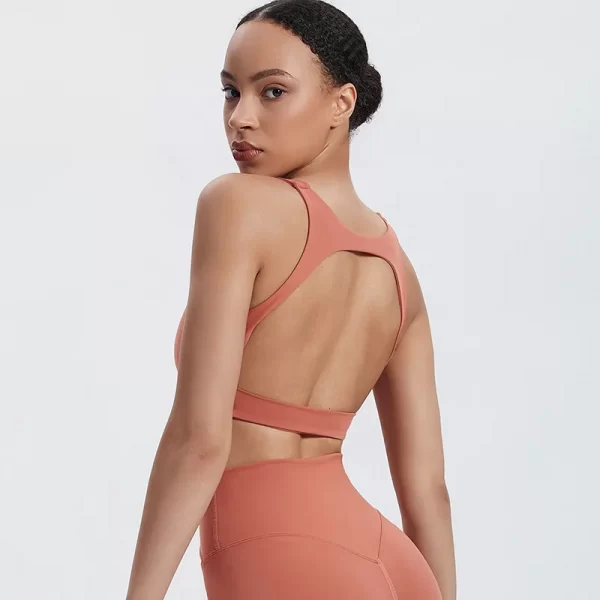 Elite Collection-V Neck Workout Bra with Removable Pad Women's Racer back Yoga Bra