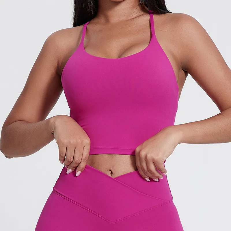 SKU-10-5018奢华红 Elite Collection-Sports Bra Athletic Yoga Wear Women's Spaghetti Straps Crop Tank Top