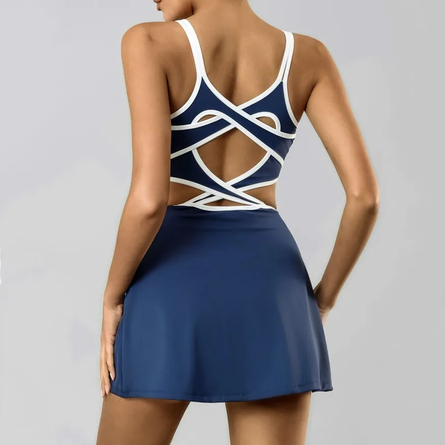 Tennis Dress with Pad Backless Workout Clothes Wholesale Clothing Women's Tennis Skirts Tennis Dress with Pad Backless Workout Clothes Wholesale Clothing Women's Tennis Skirts