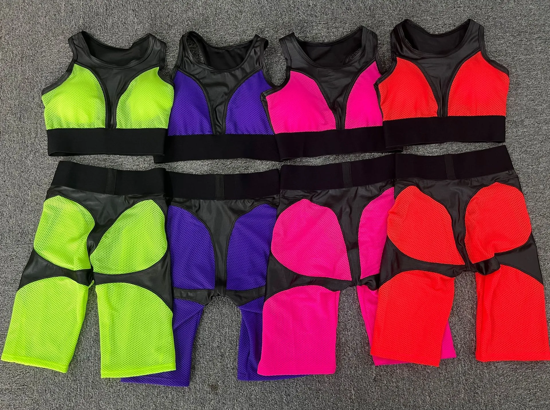 Mesh Patchwork Fitness Sets Wholesale Clothing Sport Wear Women's Sexy Gym Sets Mesh Patchwork Fitness Sets Wholesale Clothing Sport Wear Women's Sexy Gym Sets