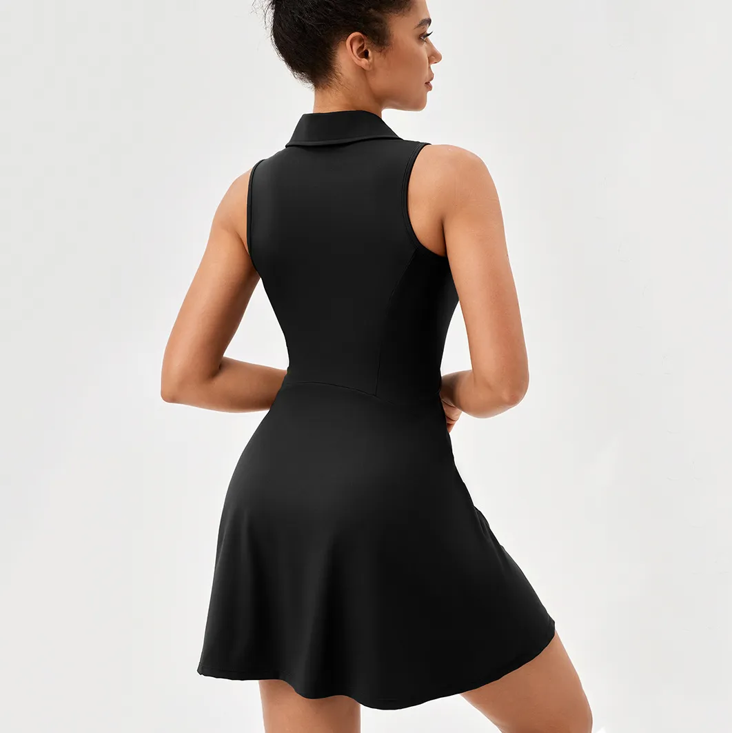 Collar Neck Tennis Skirt Contrast Color Tennis Dress Wholesale Clothing Women's Tennis Skirts Collar Neck Tennis Skirt Contrast Color Tennis Dress Wholesale Clothing Women's Tennis Skirts