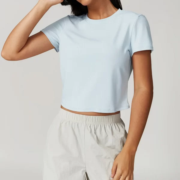 Women Crew Neck T Shirt Wholesale Clothing Hot Yoga Clothes Short Sleeve Workout Tops