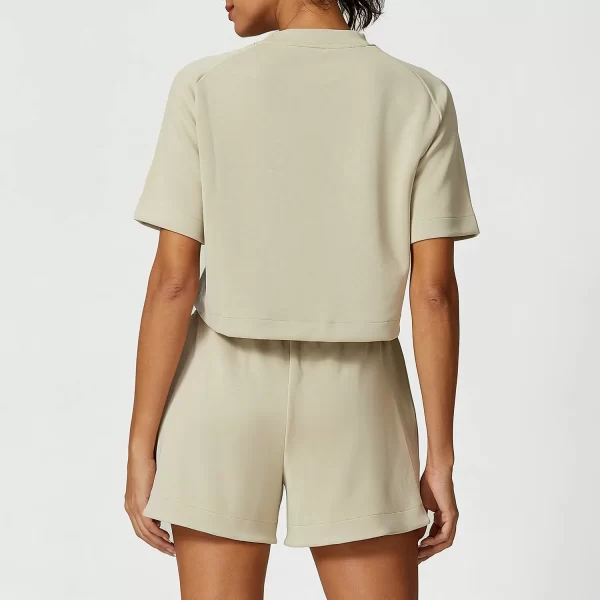 Modal Casual Suit Women Sportswear Crew Neck T Shirts Gym Loose Shorts