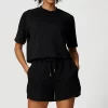 Modal Casual Suit Women Sportswear Crew Neck T Shirts Gym Loose Shorts