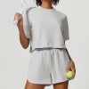 Modal Casual Suit Women Sportswear Crew Neck T Shirts Gym Loose Shorts