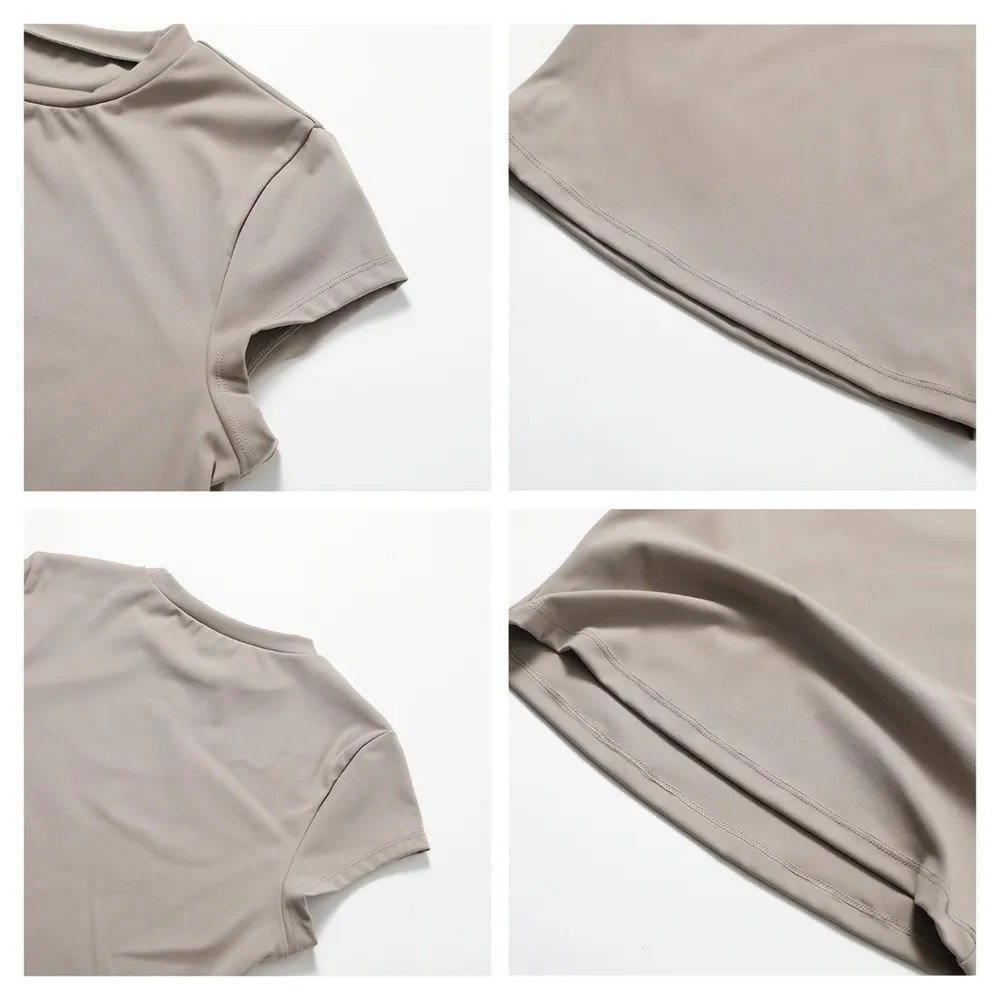 Yoga Gym Basic Tight Shirts Custom Active Wear Wholesale Short Sleeve Crop Tops Yoga Gym Basic Tight Shirts Custom Active Wear Wholesale Short Sleeve Crop Tops