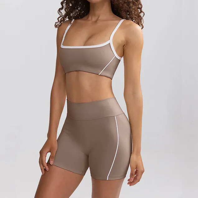 Contrast Color Yoga Set Hot Yoga Clothes Spark Clothing Sports Bra Running Shorts Contrast Color Yoga Set Hot Yoga Clothes Spark Clothing Sports Bra Running Shorts