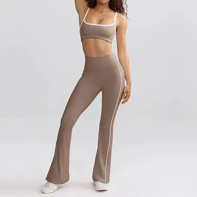 Contrast Color Yoga Set Hot Yoga Clothes Spark Clothing Sports Bra High Waist Flare Pants Contrast Color Yoga Set Hot Yoga Clothes Spark Clothing Sports Bra High Waist Flare Pants