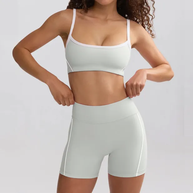 Contrast Color Yoga Set Hot Yoga Clothes Spark Clothing Sports Bra Running Shorts Contrast Color Yoga Set Hot Yoga Clothes Spark Clothing Sports Bra Running Shorts