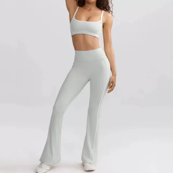 Contrast Color Yoga Set Hot Yoga Clothes Spark Clothing Sports Bra High Waist Flare Pants