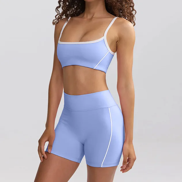 Contrast Color Yoga Set Hot Yoga Clothes Spark Clothing Sports Bra Running Shorts Contrast Color Yoga Set Hot Yoga Clothes Spark Clothing Sports Bra Running Shorts