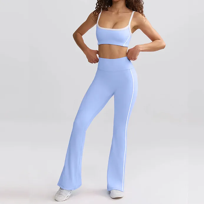 Contrast Color Yoga Set Hot Yoga Clothes Spark Clothing Sports Bra High Waist Flare Pants Contrast Color Yoga Set Hot Yoga Clothes Spark Clothing Sports Bra High Waist Flare Pants