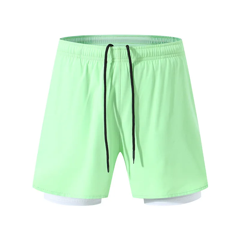 Active Yoga Jogging Double Layer Elastic Waistband Shorts Workout Fitness Wear