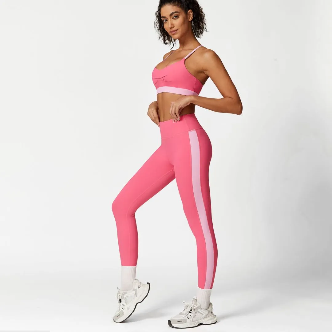 Contrast Color Yoga Set Female Fitness Apparel Spark Clothing Workout Set Contrast Color Yoga Set Female Fitness Apparel Spark Clothing Workout Set