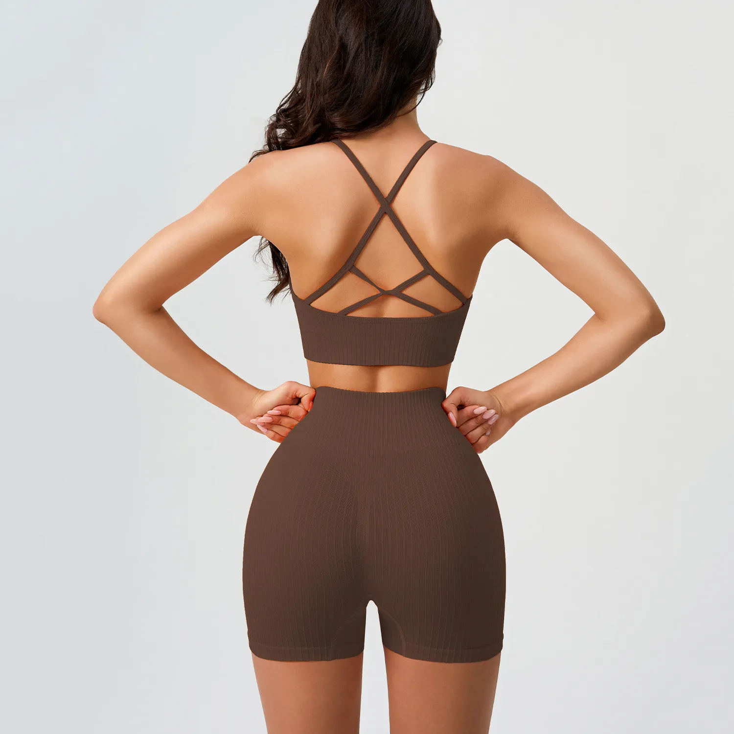 Seamless Ribbed Yoga Set Custom Fitness Apparel Female Sports Vest Wholesale Fit Seamless Ribbed Yoga Set Custom Fitness Apparel Female Sports Vest Wholesale Fit