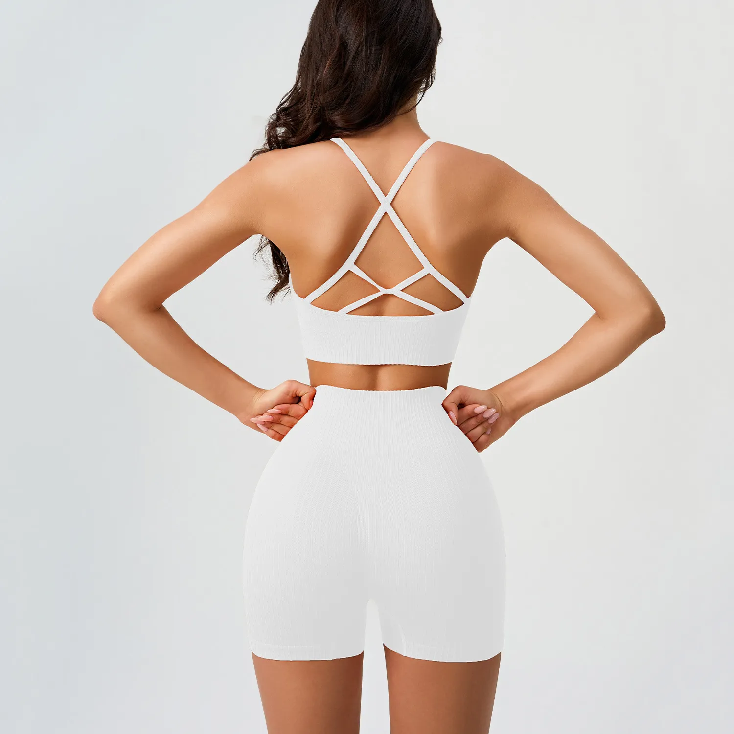 Seamless Ribbed Yoga Set Custom Fitness Apparel Female Sports Vest Wholesale Fit Seamless Ribbed Yoga Set Custom Fitness Apparel Female Sports Vest Wholesale Fit