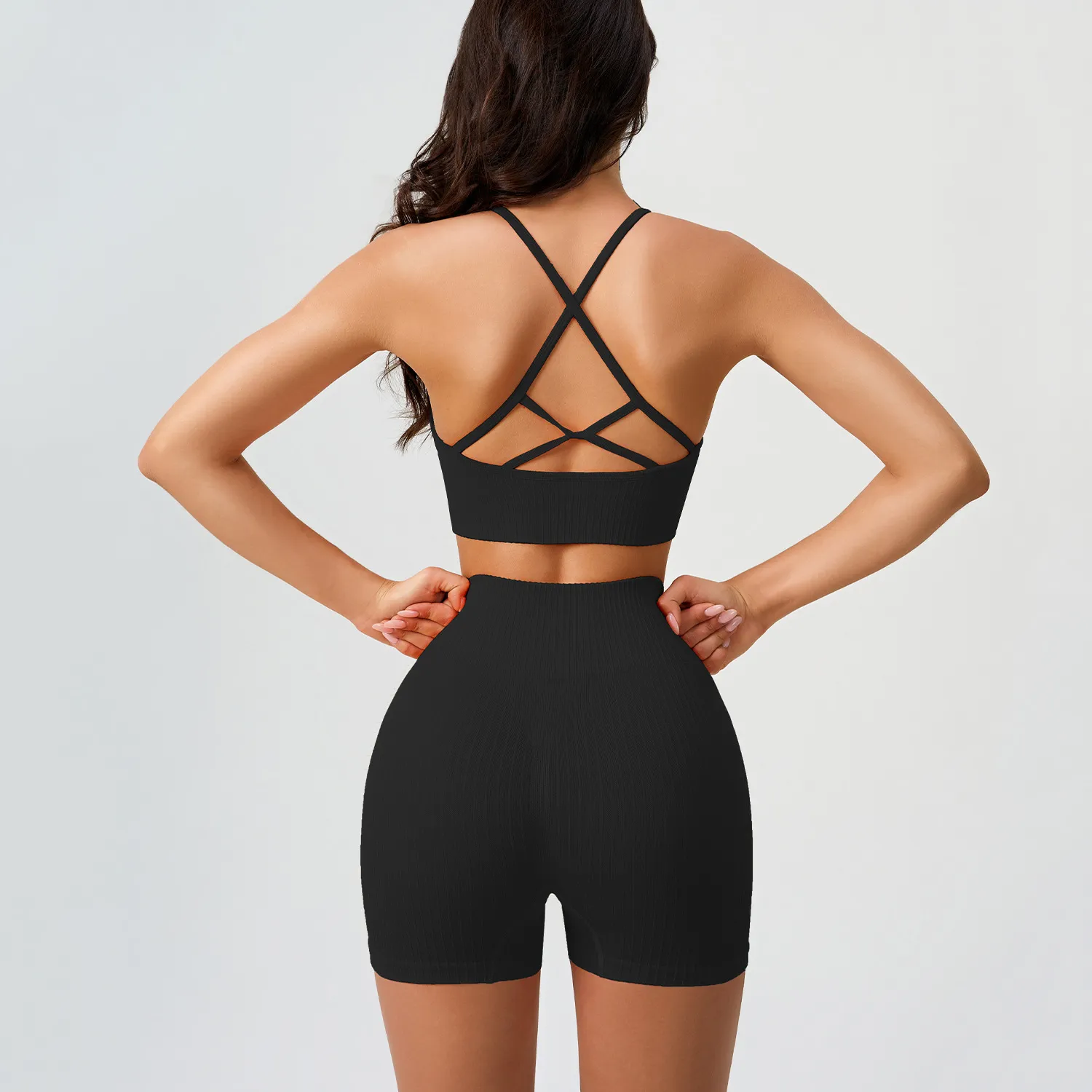 Seamless Ribbed Yoga Set Custom Fitness Apparel Female Sports Vest Wholesale Fit Seamless Ribbed Yoga Set Custom Fitness Apparel Female Sports Vest Wholesale Fit