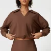 Ribbed Workout Clothes V-Shaped Lapel Jacket Spark Clothing Drawstring Long Sleeve Top