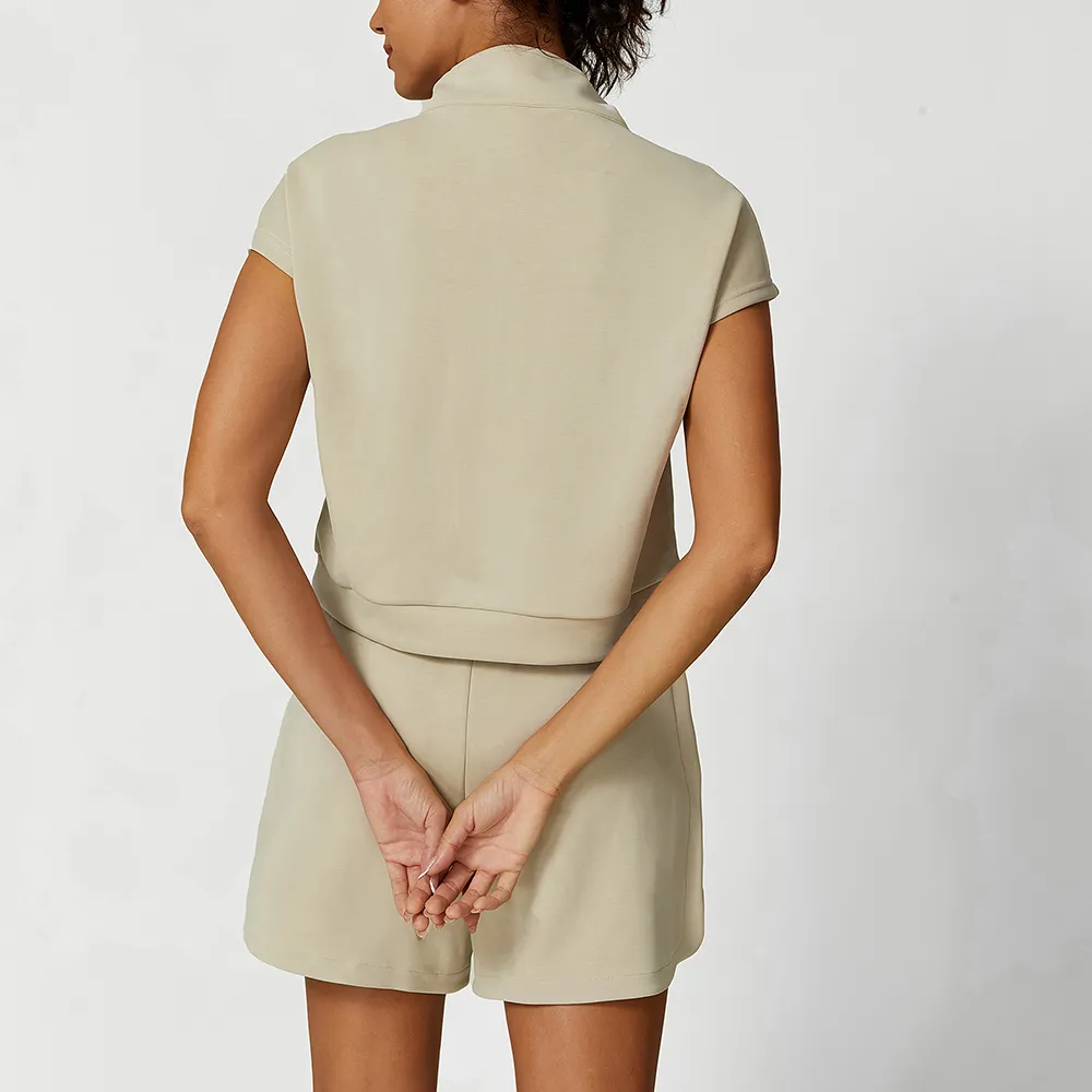 Modal Casual Suit Women Sportswear Zipper Neck Shirts Gym Drawstring Loose Shorts Modal Casual Suit Women Sportswear Zipper Neck Shirts Gym Drawstring Loose Shorts