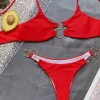 Women Bikini Set Sexy Ring Accessories Swimsuit Bikini Two Piece Triangle Bathing Suit