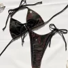 Two Piece Swimsuit Beach Wear for Women Shine Purple Sexy Backless Swimming Bikini