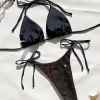 Two Piece Swimsuit Beach Wear for Women Shine Purple Sexy Backless Swimming Bikini