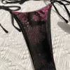 Two Piece Swimsuit Beach Wear for Women Shine Purple Sexy Backless Swimming Bikini