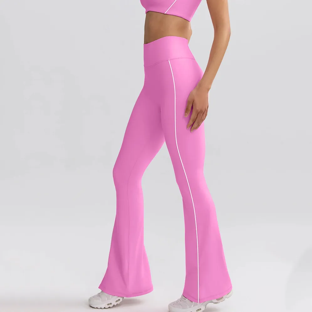 详情-15 Contrast Color Yoga Set Hot Yoga Clothes Spark Clothing Sports Bra High Waist Flare Pants