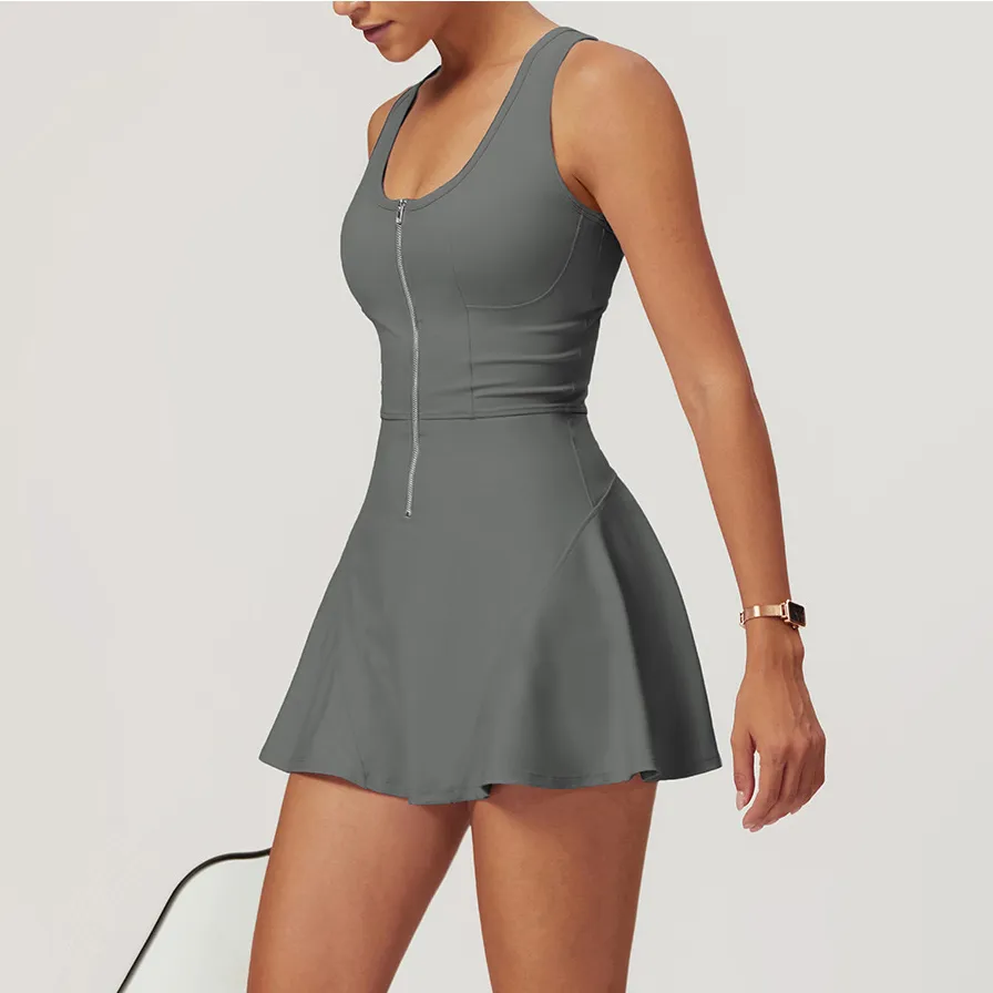 Tennis Dress with Zipper Wholesale Jumpsuit Fitness Apparel Clothing Women's Tennis Skirts Tennis Dress with Zipper Wholesale Jumpsuit Fitness Apparel Clothing Women's Tennis Skirts
