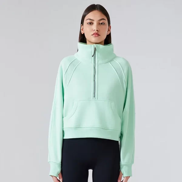 Sweatshirts Half Zip Cropped Pullover Thick Long Sleeve Casual Sweaters with Pockerts