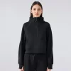 Sweatshirts Half Zip Cropped Pullover Thick Long Sleeve Casual Sweaters with Pockerts