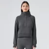 Sweatshirts Half Zip Cropped Pullover Thick Long Sleeve Casual Sweaters with Pockerts