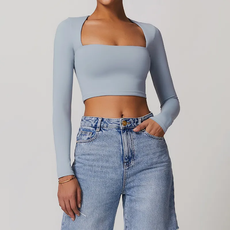 Long Sleeve Yoga Crop Tops Yoga Apparel Manufacturers Wholesale Women Outfits Long Sleeve Yoga Crop Tops Yoga Apparel Manufacturers Wholesale Women Outfits