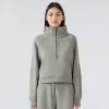 Sweatshirts Half Zip Cropped Pullover Thick Long Sleeve Casual Sweaters with Pockerts