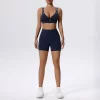 Hollow Out Sports Bra Padded Yoga Workout Crop Tank Tops Strappy Camisole for Women