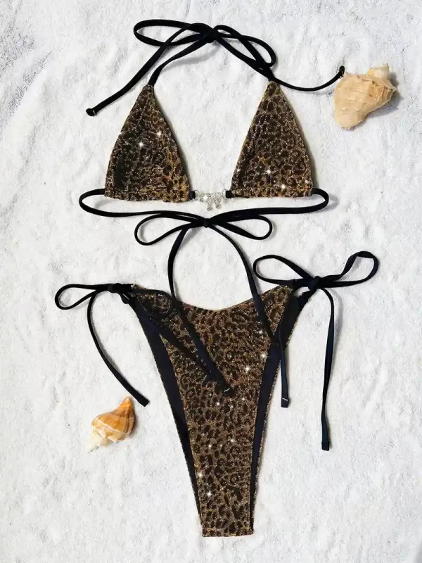 Sexy Leopard 3 Pieces Swimming Bikini for Ladies