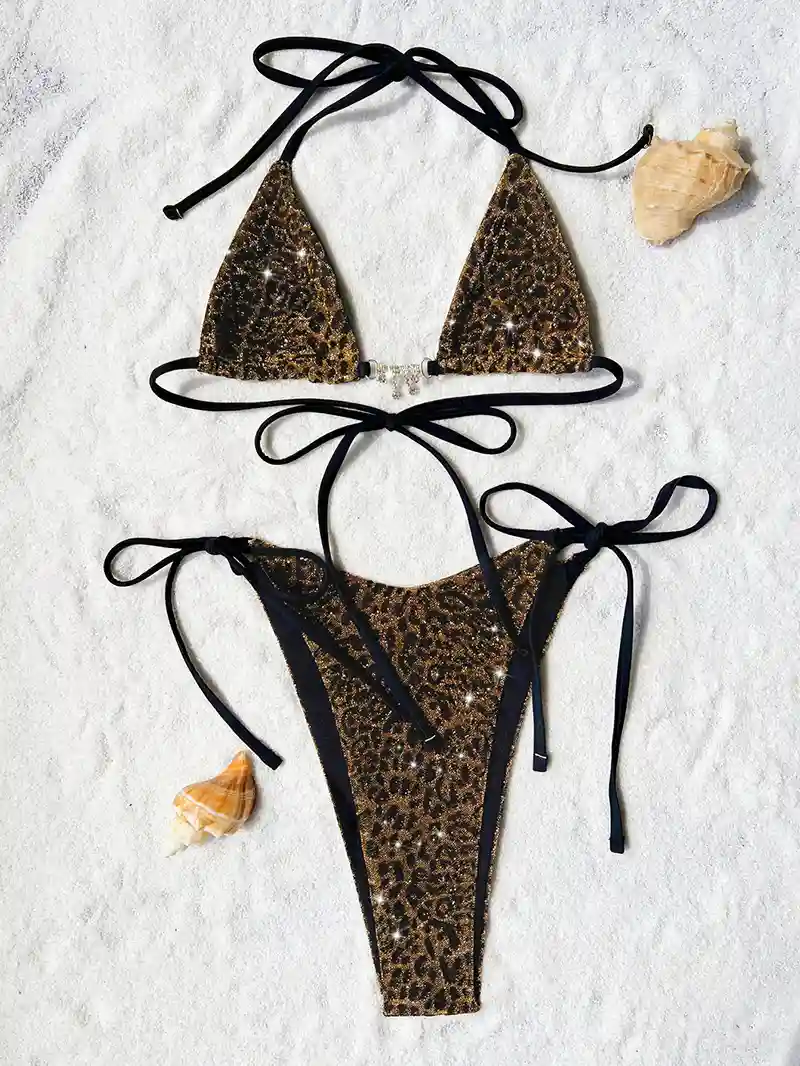 Sexy Leopard 3 Pieces Swimming Bikini for Ladies Sexy Leopard 3 Pieces Swimming Bikini for Ladies