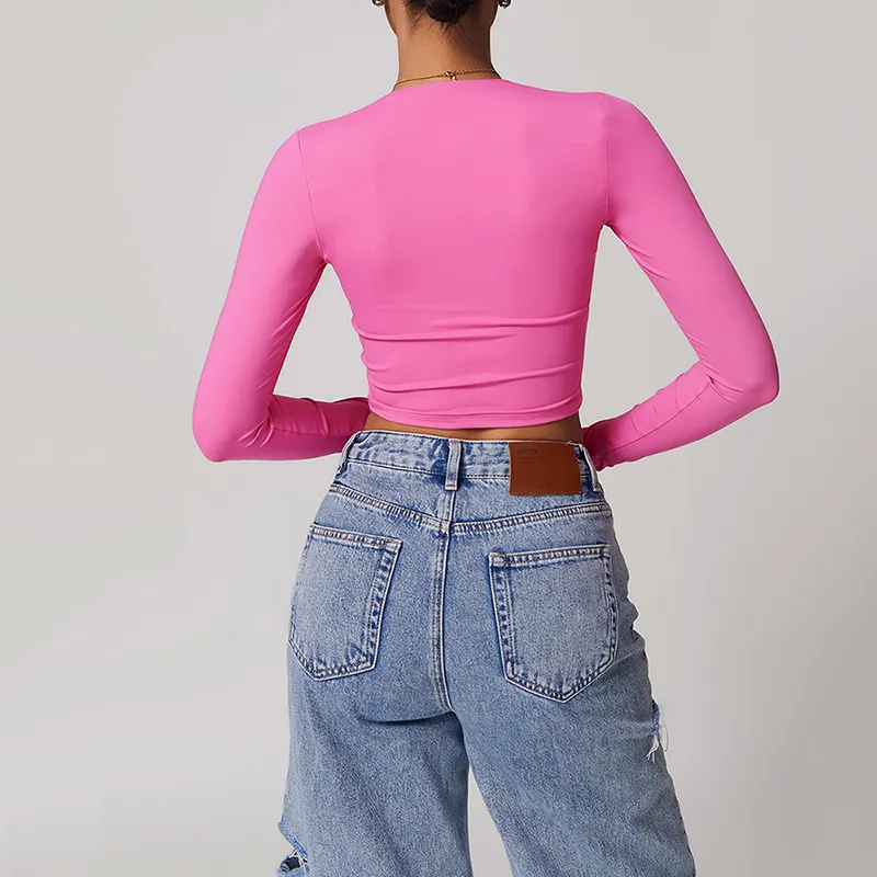 Long Sleeve Yoga Crop Tops Yoga Apparel Manufacturers Wholesale Women Outfits Long Sleeve Yoga Crop Tops Yoga Apparel Manufacturers Wholesale Women Outfits