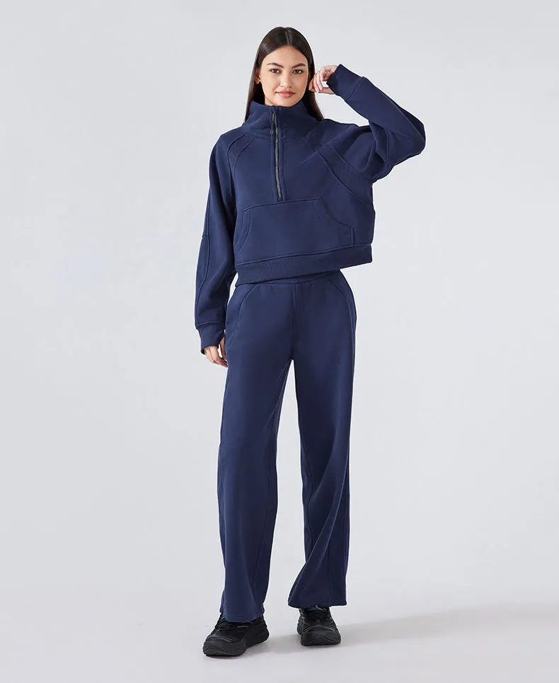 Sweatshirts Half Zip Cropped Pullover Thick Long Sleeve Casual Sweaters with Pockerts Sweatshirts Half Zip Cropped Pullover Thick Long Sleeve Casual Sweaters with Pockerts